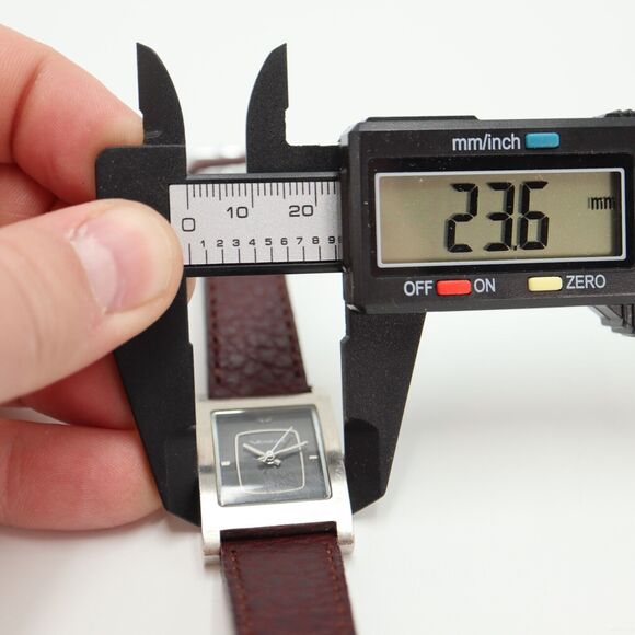 Vestal Electro Women's Tank Watch 24mm Rectangle Black Dial Brown Leather Strap - Picture 2 of 16